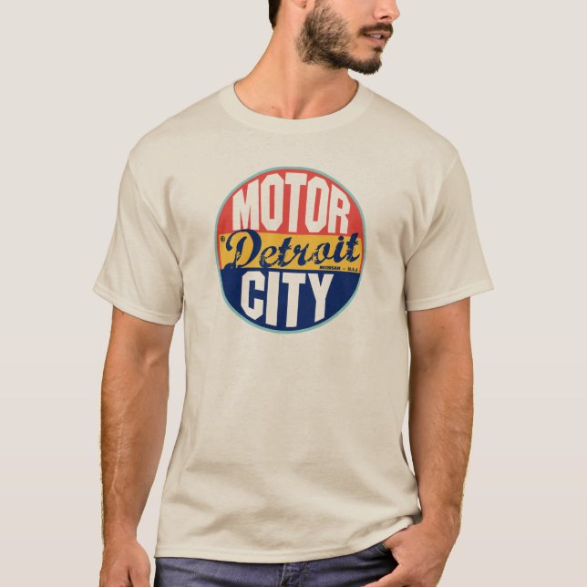 Vintager Aufkleber Detroits T-Shirt (Vorderseite)