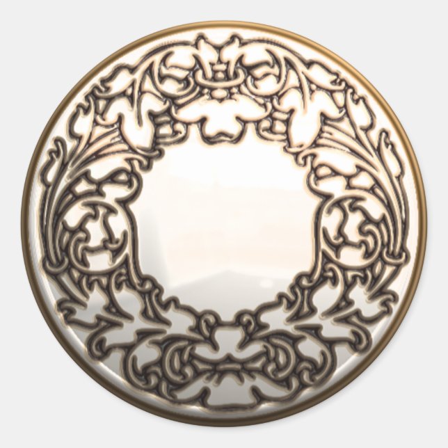 Vintager Aufkleber mit weißem Glassnähknopf (Vorderseite)