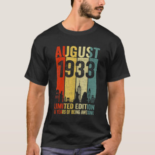 Vintager August 1933 89 Geburtstag 89 Jahre alt 19 T-Shirt