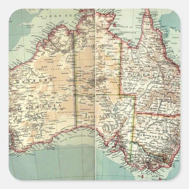 Vintager australischer Kontinent - detaillierte Ka Quadratischer Aufkleber (Vorderseite)