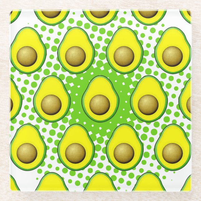 Vintager Avocado Zeichnend Glasuntersetzer (Vorderseite)