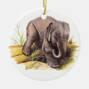 Vintager Baby-Elefant Keramikornament