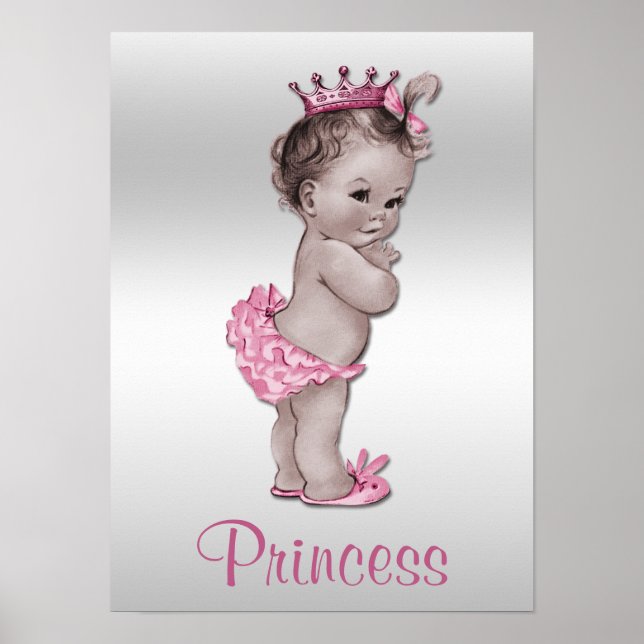 Vintager Baby Princess Pink und Silver Poster (Vorne)