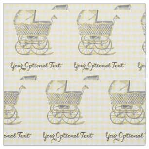 Vintager BabyPram auf gelbem Gingham Stoff