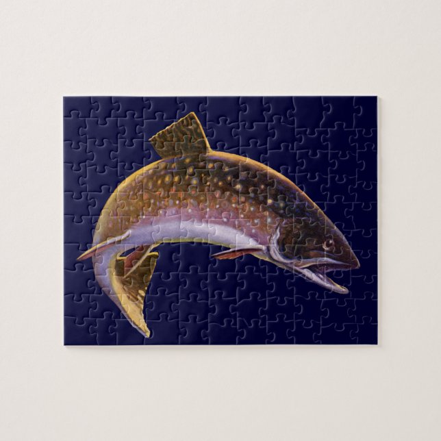 Vintager Bachforellenfisch, Sportfischer (Horizontal)