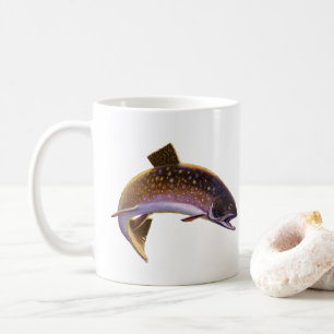 Vintager Bachforellenfisch, Sportfischer Kaffeetasse