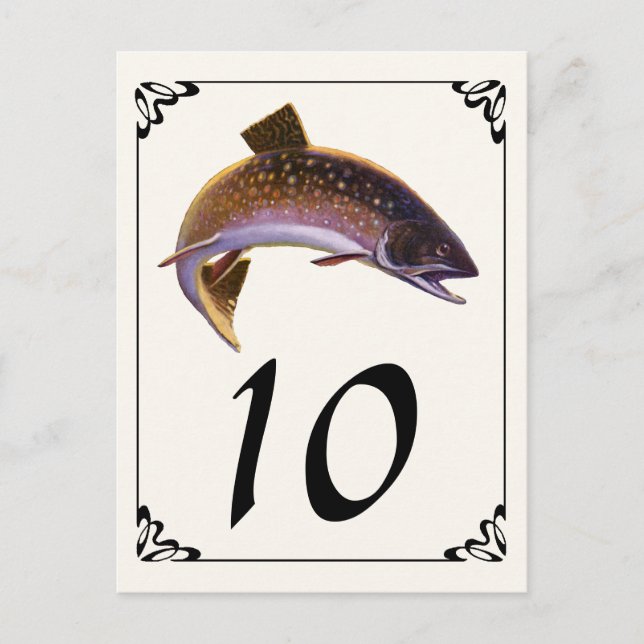 Vintager Bachforellenfisch, Sportfischer Postkarte (Vorderseite)