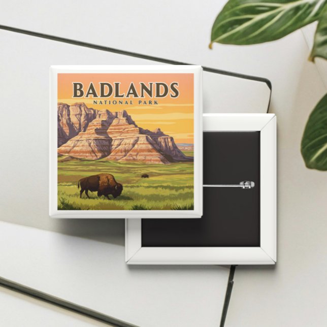 Vintager Badlands-Nationalpark Button (Von Creator hochgeladen)