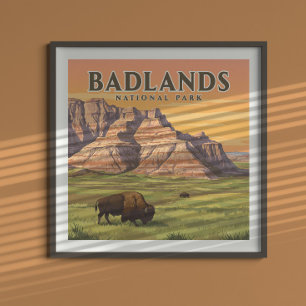 Vintager Badlands-Nationalpark Poster