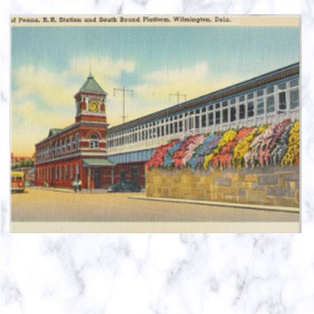 Vintager Bahnhof Penna RR Wilmington Delaware Post Postkarte (Von Creator hochgeladen)