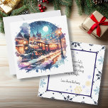 Vintager Bahnhof zu Weihnachten Personalisiert<br><div class="desc">Ein altmodischer Zug am Weihnachtsabend bringt Leute Zuhause. Vintage Retro-Vibes. Da der Schnee auf diese magische Nacht fällt,  wünsche ich Ihnen alles Gute und viel Schärfe. Eine hübsche personalisierte Urlaubskarte,  die Ihnen ein gemütliches und gemütliches Ambiente verleiht.</div>