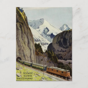 Vintager Bahnurlaub in der Schweiz Postkarte