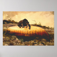Vintager Bär und Kanu Winslow Homer 1895