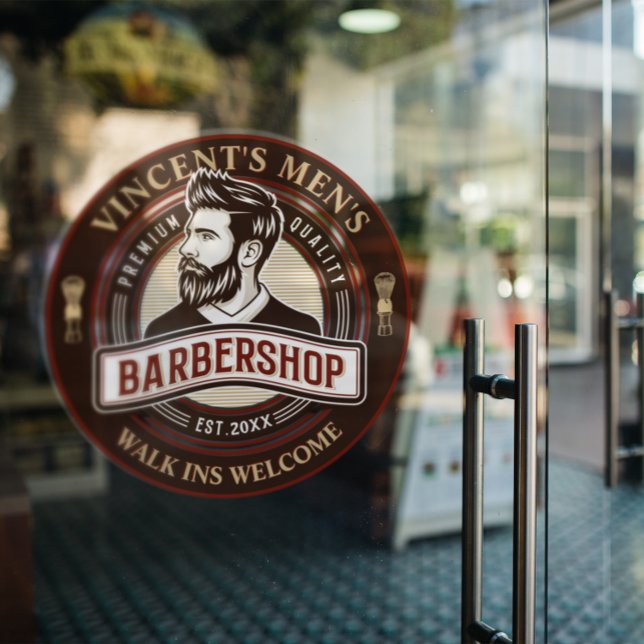 Vintager Barbershop moderner Schnitt Fensteraufkleber (Von Creator hochgeladen)