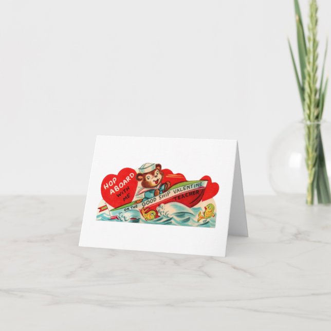 Vintager Bärenlehrer Valentine Karte (Vorderseite)