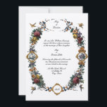 Vintager barocker Rokoko Blumenkartouche Einladung<br><div class="desc">Sehr farbenfrohe und verzierte antike Barock Rokoko Cartouche Hochzeit Einladungen mit Blumengarnland. Sie können den Text leicht bearbeiten und die Hintergrundfarbe in dieser Designvorlage ändern.</div>