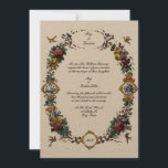 Vintager barocker Rokoko Blumenkartouche Einladung<br><div class="desc">Sehr farbenfrohe und verzierte antike Barock Rokoko Cartouche Hochzeit Einladungen mit Blumengarnland. Sie können den Text leicht bearbeiten und die Hintergrundfarbe in dieser Designvorlage ändern.</div>