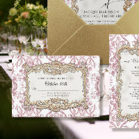 Vintager barocker Rokoko Rosa auf blumengeschmückt