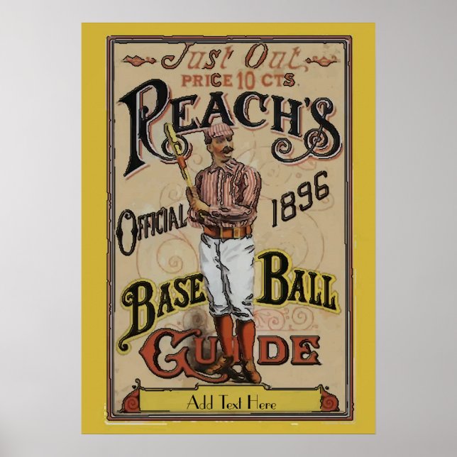 Vintager Baseball 1886 Text hinzufügen Poster (Vorne)