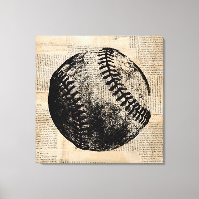 Vintager Baseball Art Illustration Newspaper Style Leinwanddruck (Vorderseite)