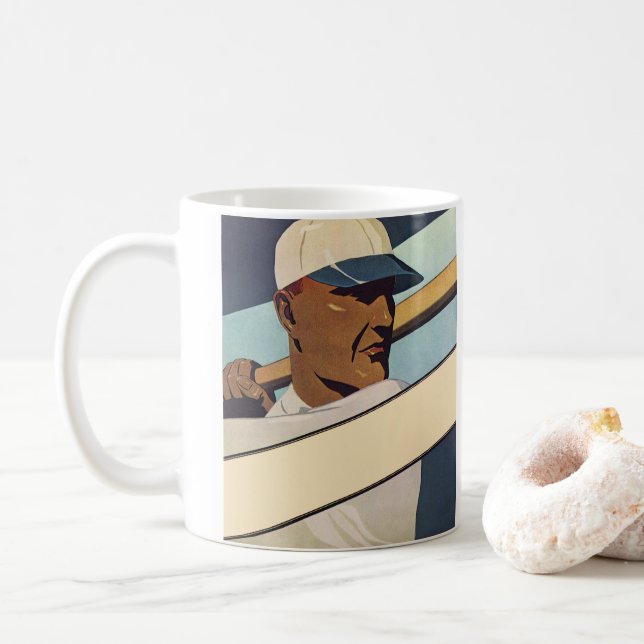 Vintager Baseball-Basketball, Stilkunst Kaffeetasse (Mit Donut)