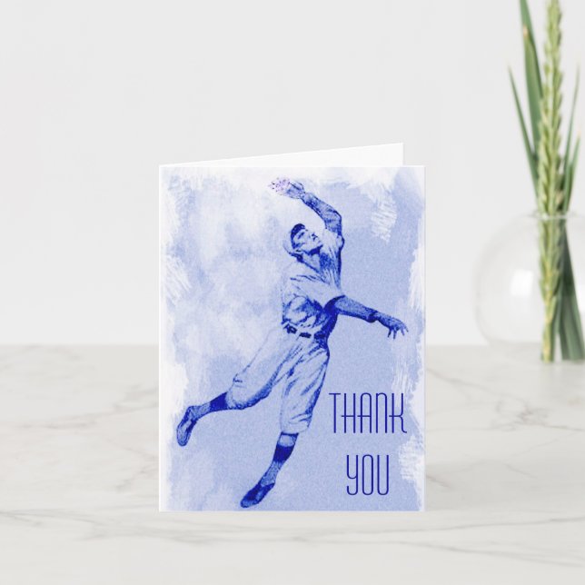 Vintager Baseball-Fielder Vielen Dank Note Card Dankeskarte (Vorderseite)