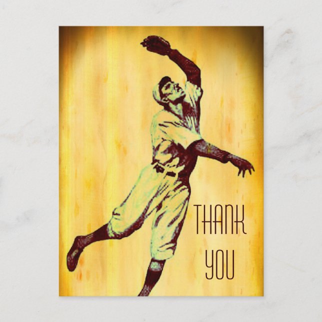 Vintager Baseball Fielder Vielen Dank, Postcard Postkarte (Vorderseite)