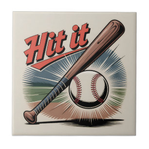 Vintager Baseball "Hit It" Retro Sports Fliese