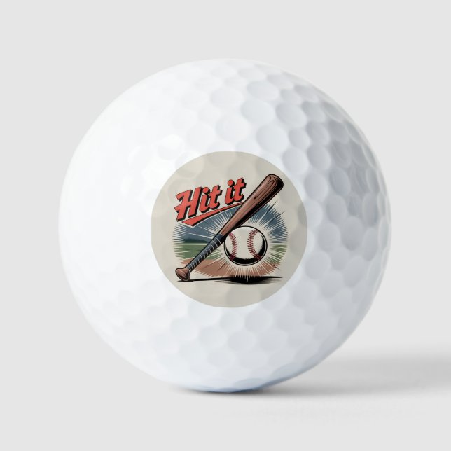 Vintager Baseball "Hit It" Retro Sports Golfball (Vorderseite)