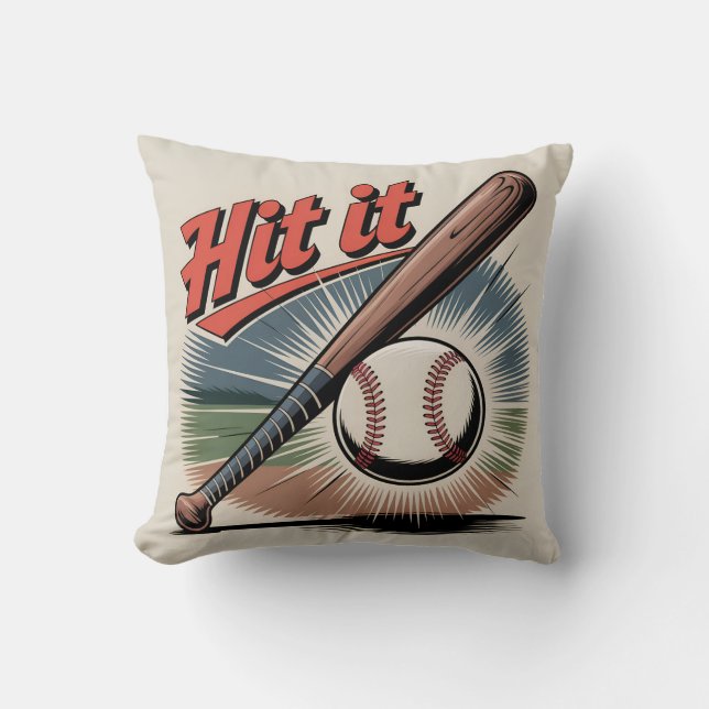 Vintager Baseball "Hit It" Retro Sports Kissen (Vorderseite)