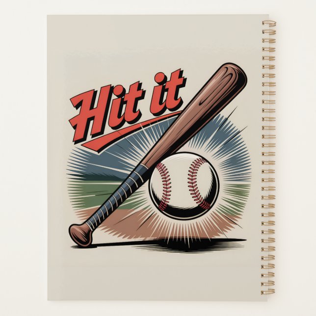 Vintager Baseball "Hit It" Retro Sports Planer (Rückseite)