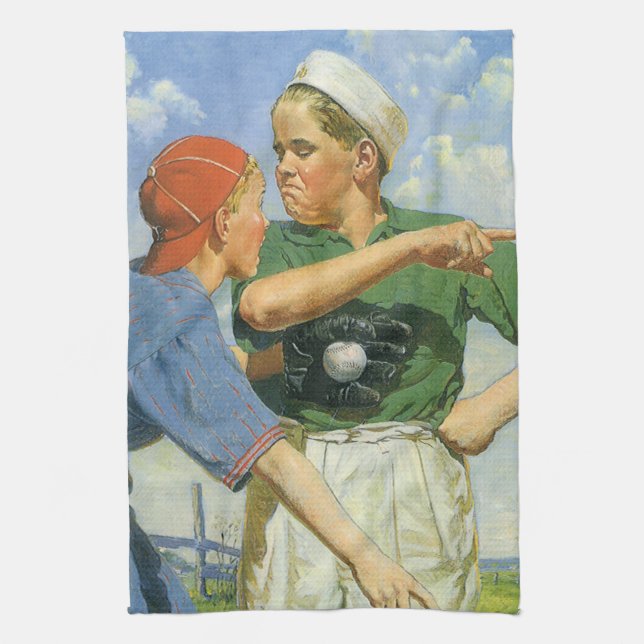 Vintager Baseball, Kinder, Sportler Geschirrtuch (Vertikal)