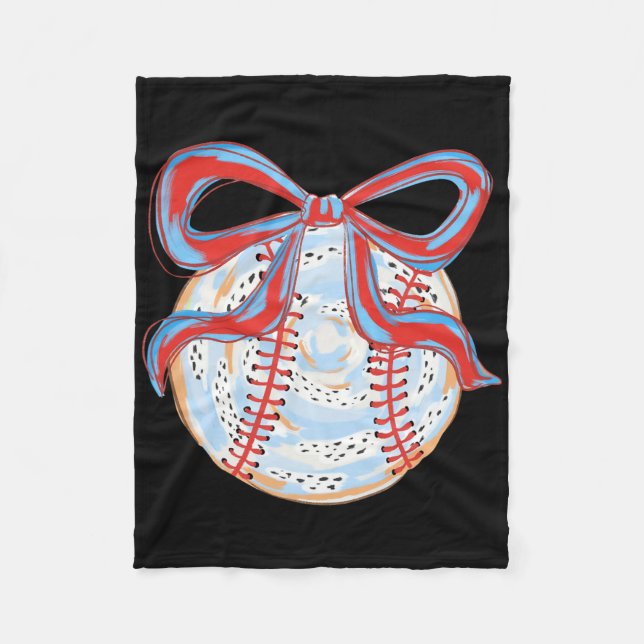 Vintager Baseball mit Coquette Bow für Mädchen Fleecedecke (Vorderseite)