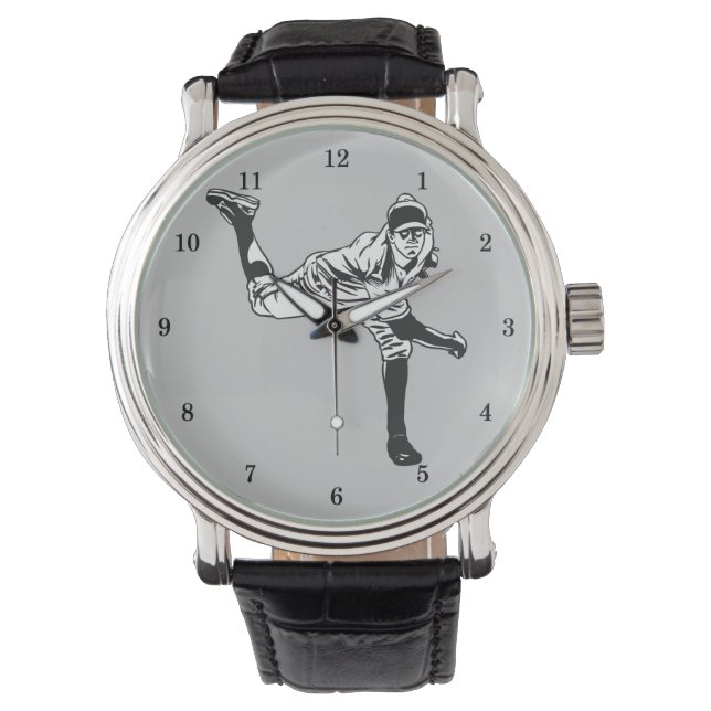 Vintager Baseball-Player Armbanduhr (Vorderseite)