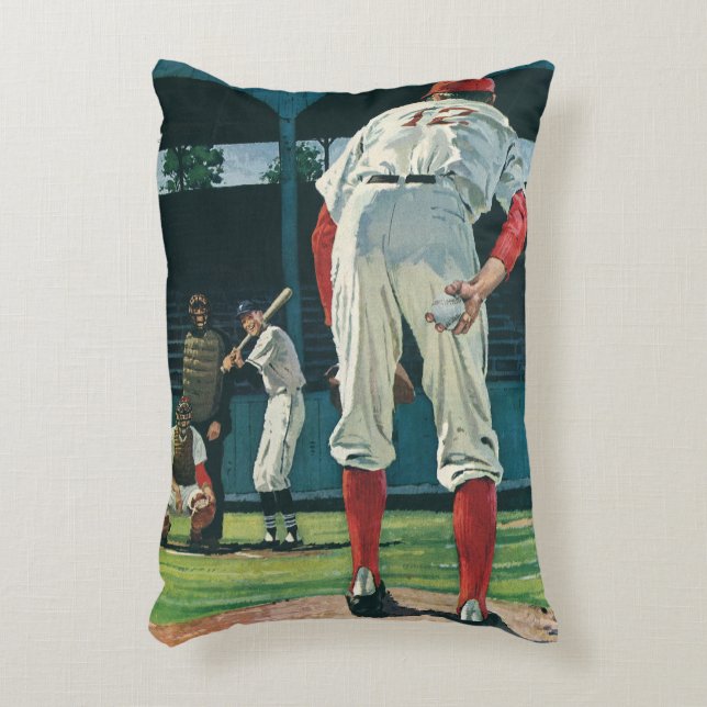 Vintager Baseball-Spieler-Spieler-Spieler-Spieler  Dekokissen (Vorderseite(Vertikal))