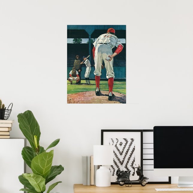 Vintager Baseball-Spieler-Spieler-Spieler-Spieler  Poster (Heimbüro)