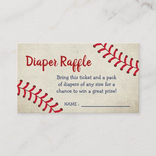 Vintager Baseball trägt Baby-Duschen-WindelRaffle Begleitkarte (Vorderseite)
