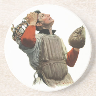 Vintager Baseballspieler, Catcher-Look Getränkeuntersetzer