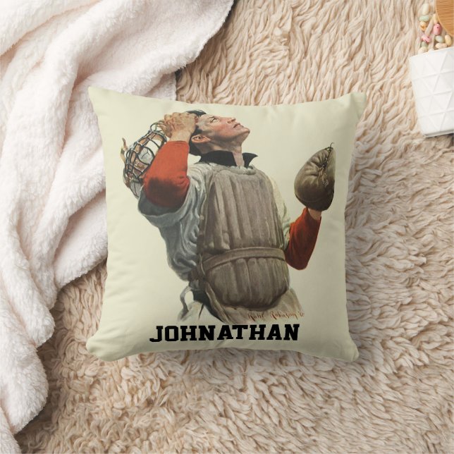 Vintager Baseballspieler, Catcher-Look Kissen (Decke)