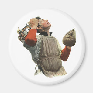 Vintager Baseballspieler, Catcher-Look Magnet