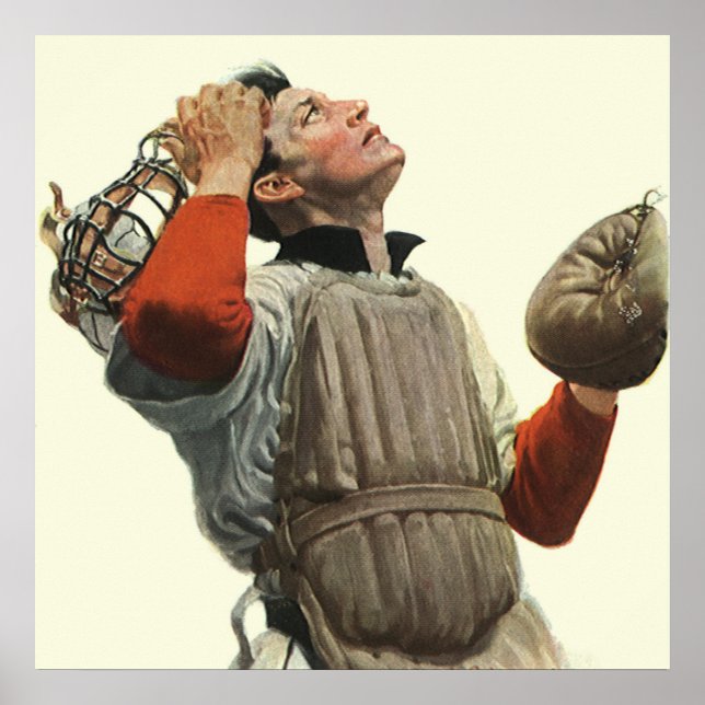 Vintager Baseballspieler, Catcher-Look Poster (Vorne)