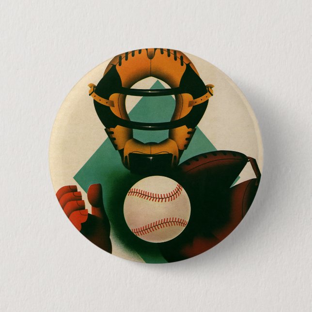 Vintager Baseballspieler, Mitt Button (Vorderseite)