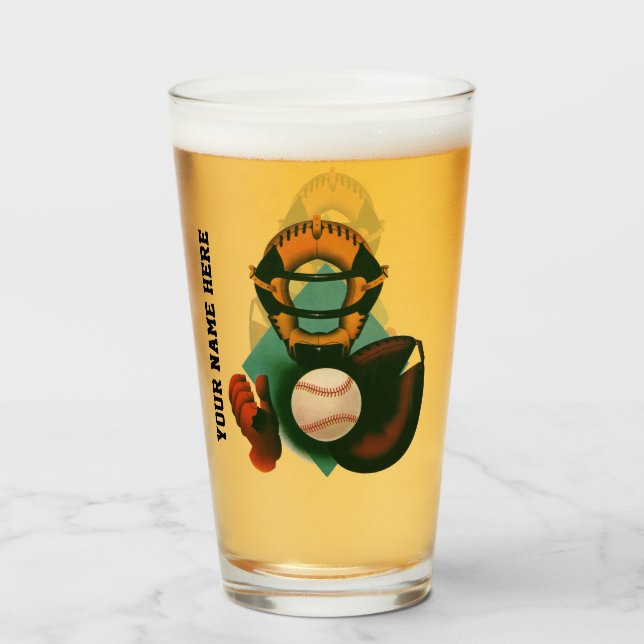 Vintager Baseballspieler, Mitt Glas (Vorne (Gefüllt))