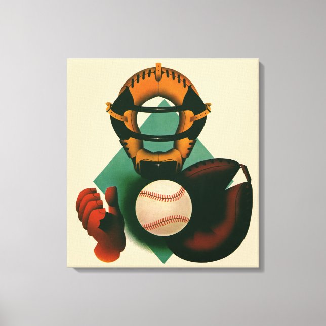 Vintager Baseballspieler, Mitt Leinwanddruck (Vorderseite)