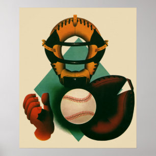 Vintager Baseballspieler, Mitt Poster