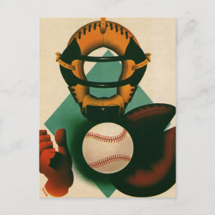 Vintager Baseballspieler, Mitt Postkarte