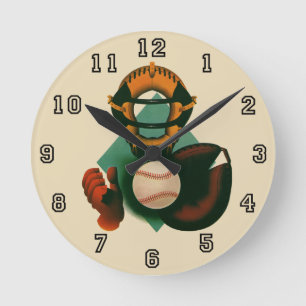 Vintager Baseballspieler, Mitt Runde Wanduhr