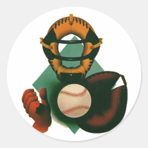 Vintager Baseballspieler, Mitt Runder Aufkleber