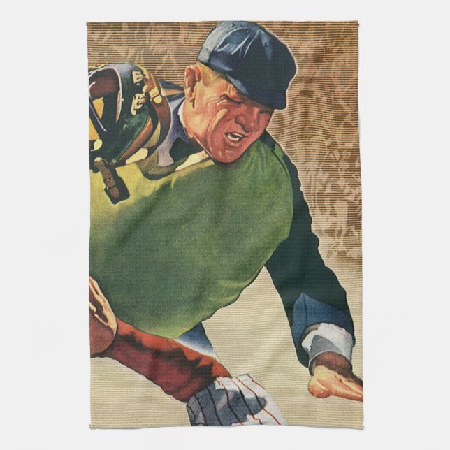 Vintager Baseballspieler, Umpire Geschirrtuch (Vertikal)