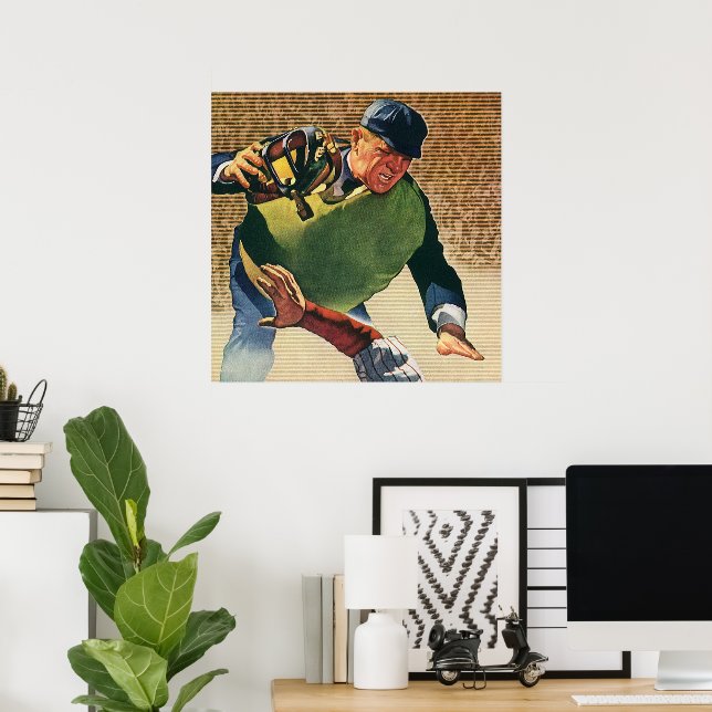 Vintager Baseballspieler, Umpire Poster (Heimbüro)
